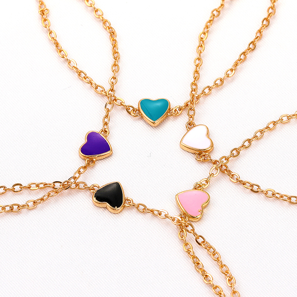 Korean Style Normcore Dripping Oil Heart Bracelet Internet Celebrity Minimalist Special-Interest Des