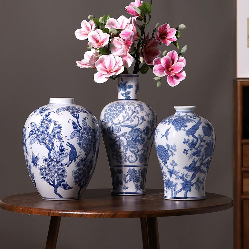 Flores de cerámica china pintada a mano decorativa flor hidropónica casa de estilo de casa sala de estar de hotel