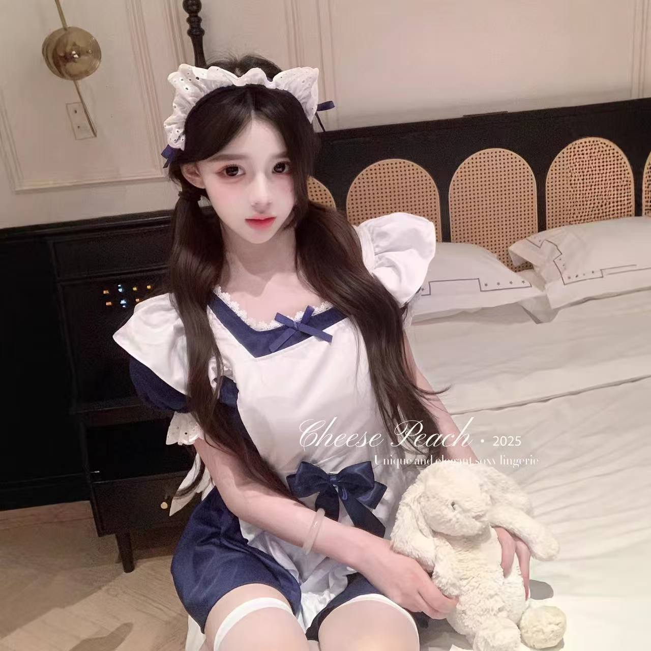 Japanese-Style Maid Cosplay Lolita Dress Plus-Size Anime Costume with Safety Shorts — detail image 1