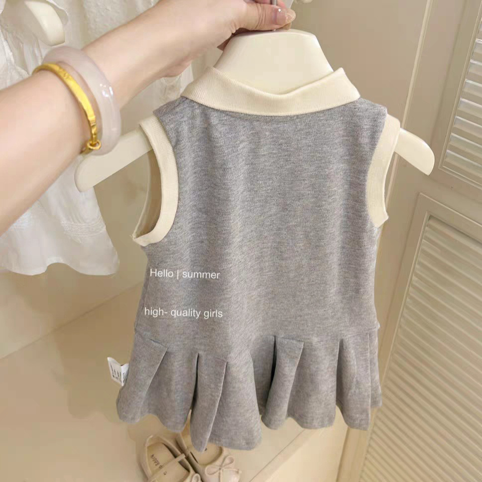 Xianning siete niñas verano nuevo estilo gris oso estilo universitario falda bebé estilo occidental falda de polo vestido de chaleco