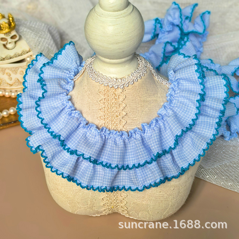 Liuyun, about 3cm wide, sky blue + lake blue, dog tooth, 1 meter