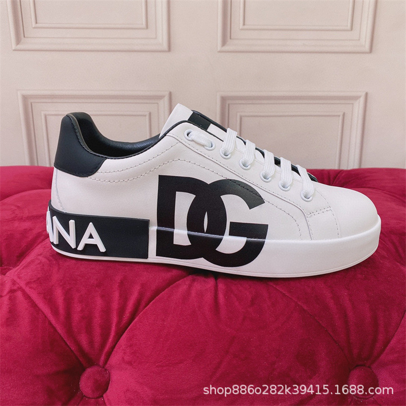 De gama alta de lujo D de cuero genuino de los hombres de moda DG deportes zapatillas de deporte casuales zapatos bajos de los hombres de comercio exterior zapatos de cuero de las mujeres de moda