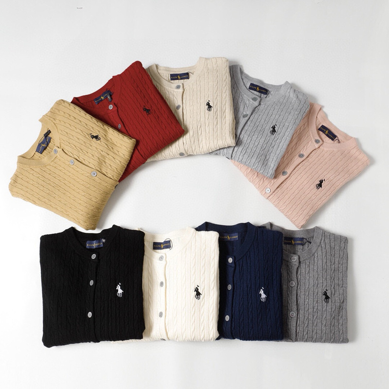 Cross-Border Pony Embroidery Slimming Versatile Loose Long-Sleeve Knitted Cardigan for Women, Stylish Retro Soft Waxy Twist Sweater