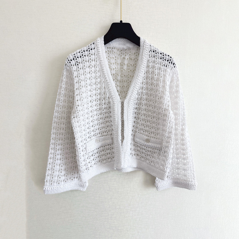 Spring and Summer New Style Chanel-Inspired Knitted Cardigan for Women, Fashionable and Stylish Hollow-Out See-Through Loose Sweater Thin Jacket Spring and Summer New Style Chanel-Inspired Knitted Cardigan for Women, Fashionable and Stylish Hollow-Out See-Through Loose Sweater Thin Jacket