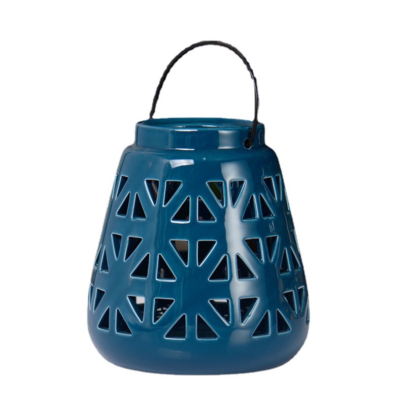 Cerámica serie pastoral hueco viento lámpara tortuga forma linterna cerámica libélula linterna hueco ancla lámpara colgante hueco