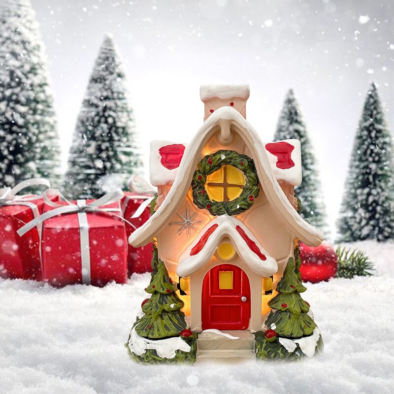 越境新品クリスマス発光雪屋クリスマス雰囲気装飾品創意樹脂工芸品景観小置物|undefined