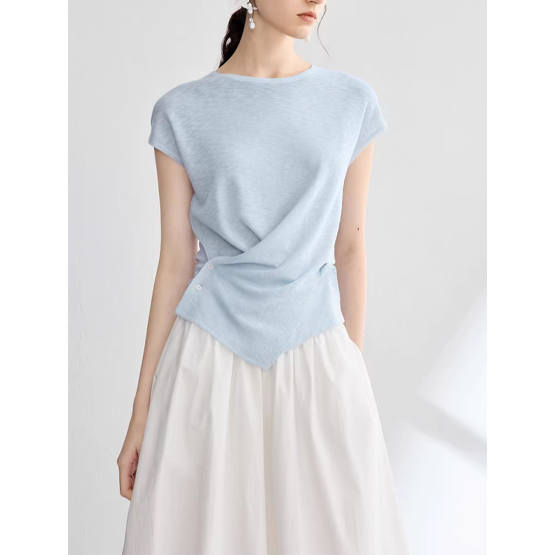 Vòng cổ nữ dây mảnh thiết kế đan ngắn phong cách vintage — xanh lam, màu trắng chi tiết 5
