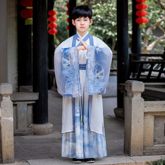 Hanfu Boys 2024 Spring and Autumn Tang Suit Chinese School Uniform Young Master Uniform Children's Ancient Costume Chinese Style Suit Performance Costume Wholesale