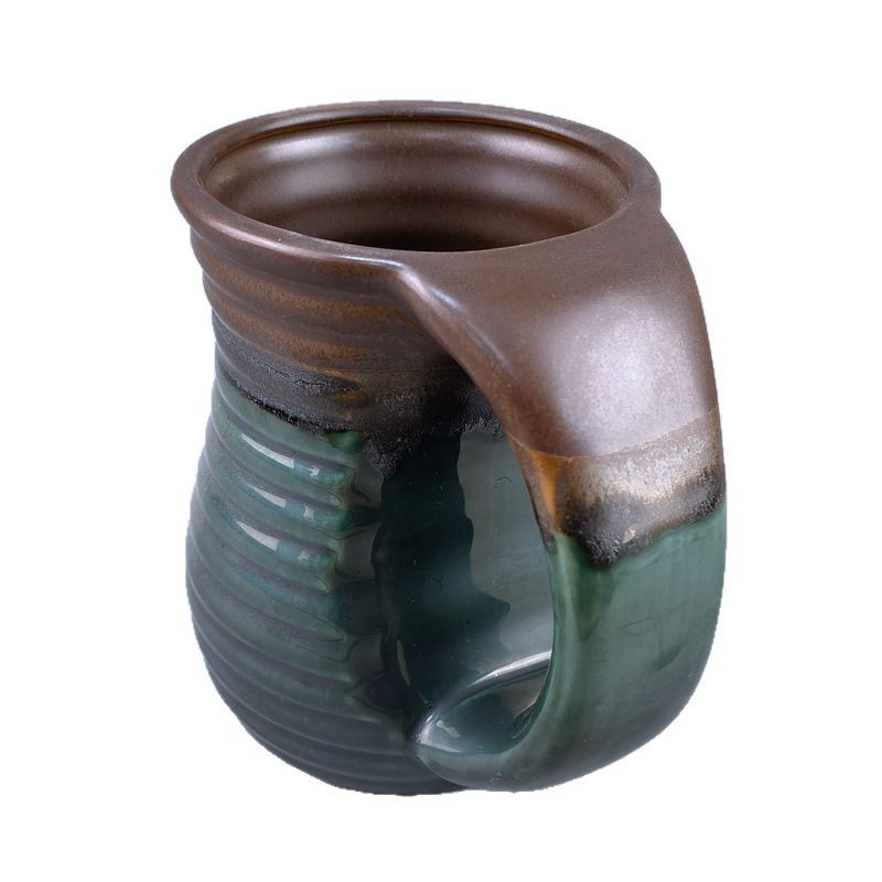 Gran capacidad de cerámica calentadora de mano marca taza de agua creativa horno transfronterizo esmaltado empuje de bolsillo taza de piedra de mano derecha