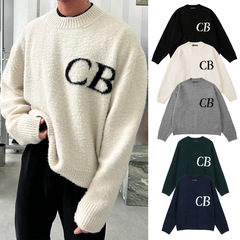 クロスボーダー ニッチ コール・バクストン CB レタージャカード ルーズフィット カップル向け アメリカンスタイル ブランド メンズ レディース ニットセーター