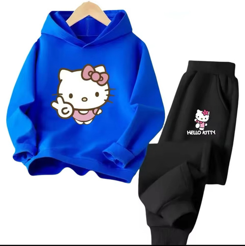 Hello Kitty set hooded hooded hoodie girl's feet tight pants two-piece spring and autumn children's thin top pants trend