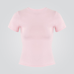 SKIMS同型 シングルレイヤーTシャツ ウエストシェイプ 純粋な官能感 ヌード感 高伸縮性 直肩 半袖Tシャツ