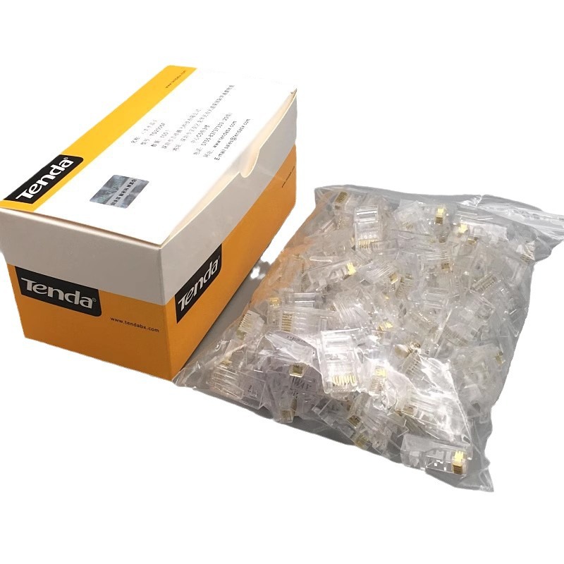 Tengda Super Six Crystal Head RJ45 Gigabit red cobre puro chapado en oro Super cinco cabeza de cristal 8P8C conector