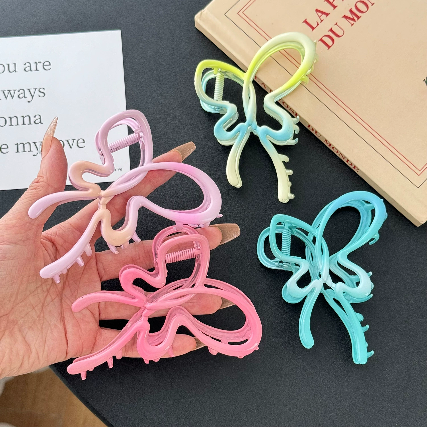Jewelry, милая Crab заколка с бабочкой, зажим для волос, большой акула, градиент