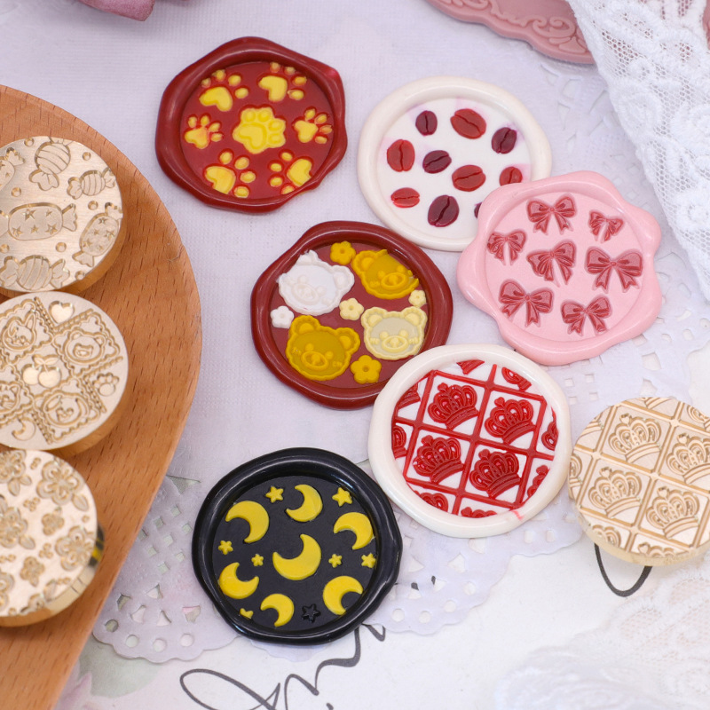 Color europeo fuego pintura sello cabeza de cobre cabeza colorido mundo sello cabeza caramelo serie DIY hecho a mano sobre cera sello