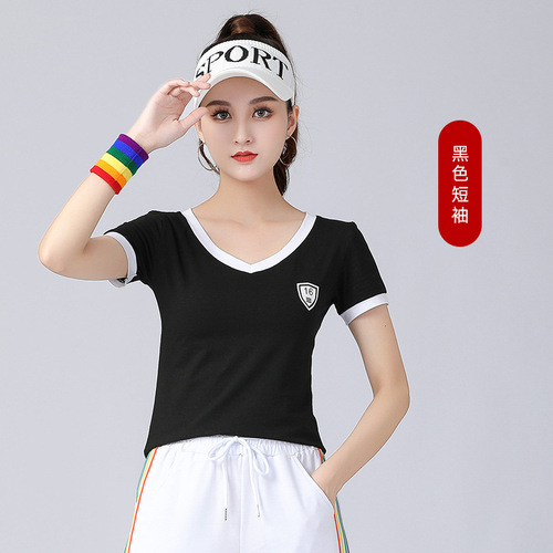 Bejanari square dance clothing spring and summer short-sleeved T-shirt letter sweatpants square dance sports and leisure clothing