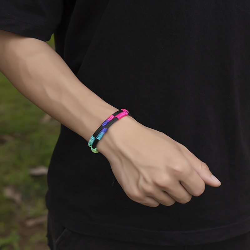 1 Piece Fashion Geometric Pu Leather Nylon thread Wax line Unisex Bracelets