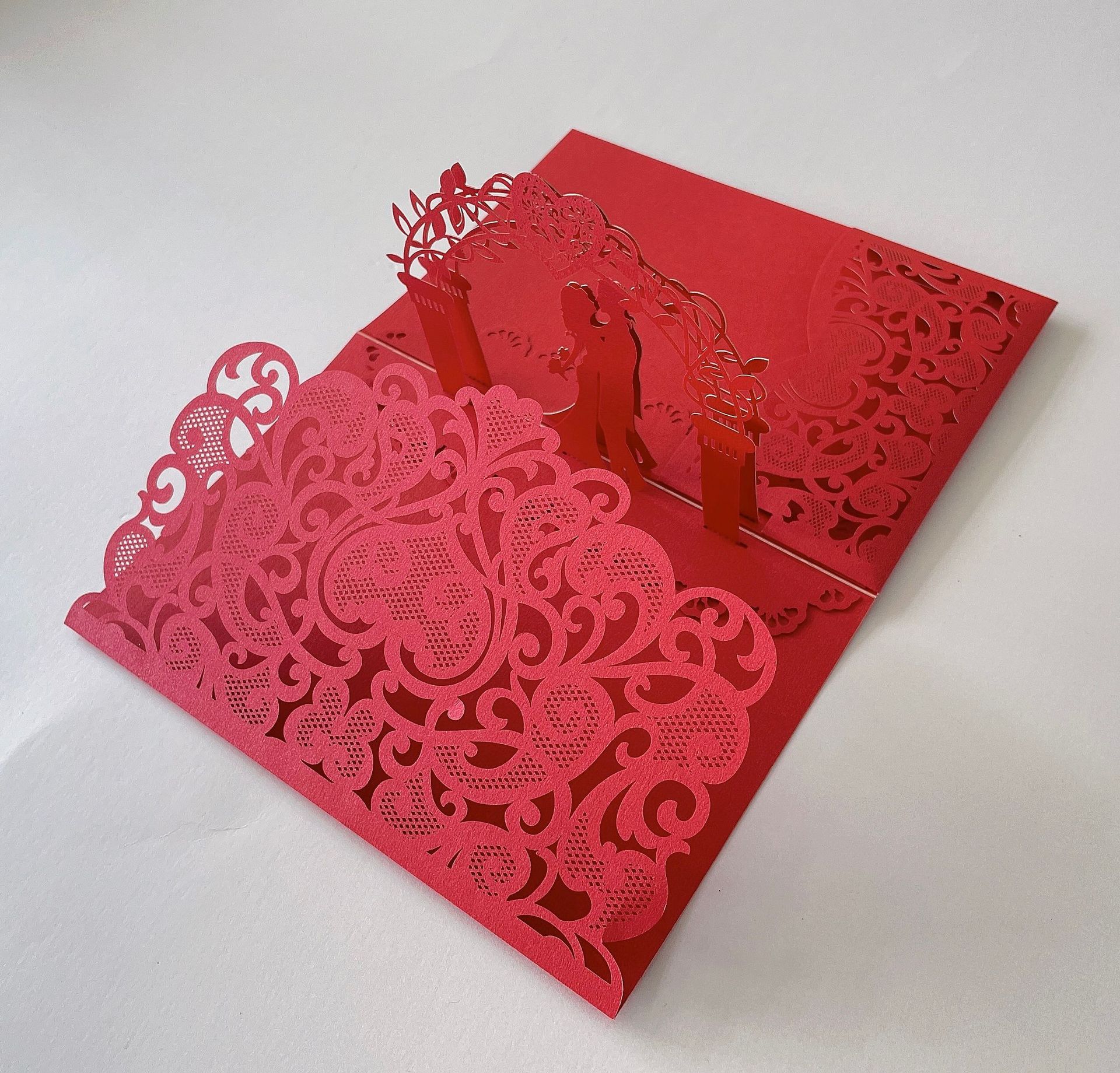 Lindo Doble Corazon Color Sólido Papel Iridiscente Boda display picture 8