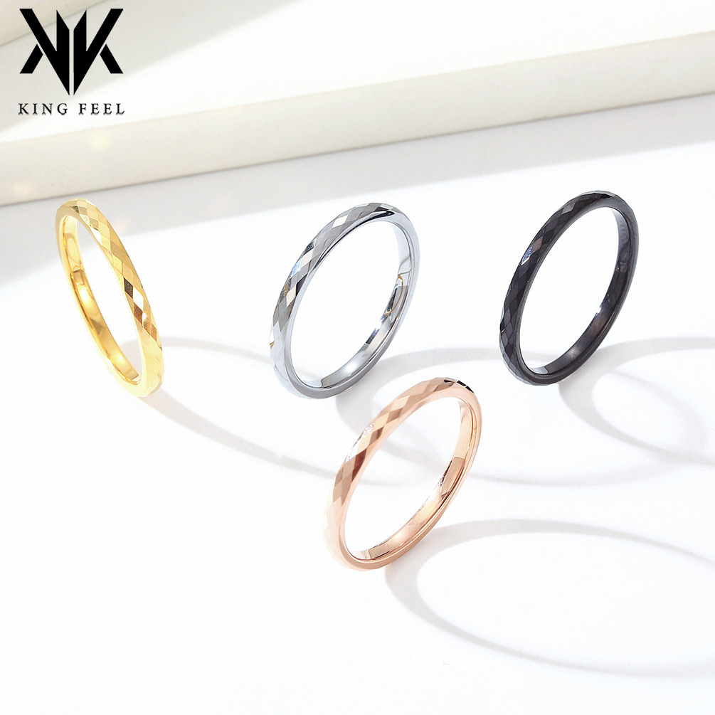 Comercio electrónico transfronterizo simple anillo de acero de tungsteno de corte de diamante estilo neutro moda apilamiento desgaste anillo liso tungsteno joyería de oro