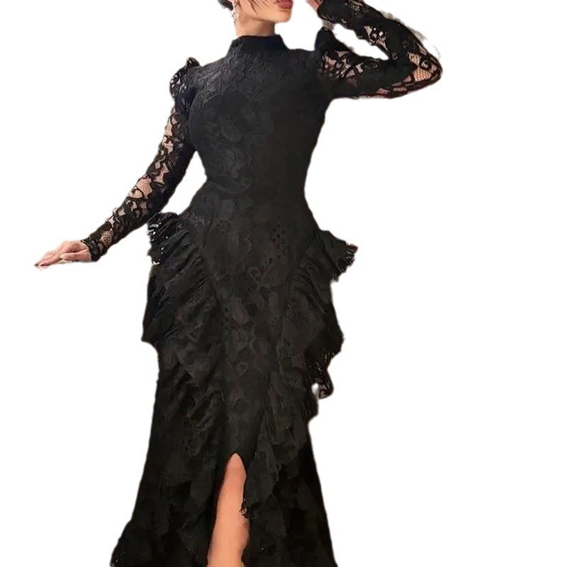 Vestido de noche de satén ajustado sin espalda con abertura lateral, estilo europeo y americano, de la nueva colección transfronteriza de primavera de Amazon 2025. image 6
