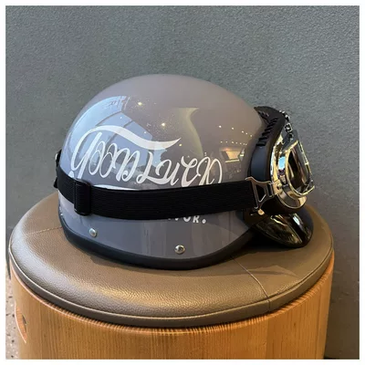3C Certified Electric Vehicle Safety Helmet: Motosiklet kaskı (dəbilqə) - gray-brim-goggles-one-size
