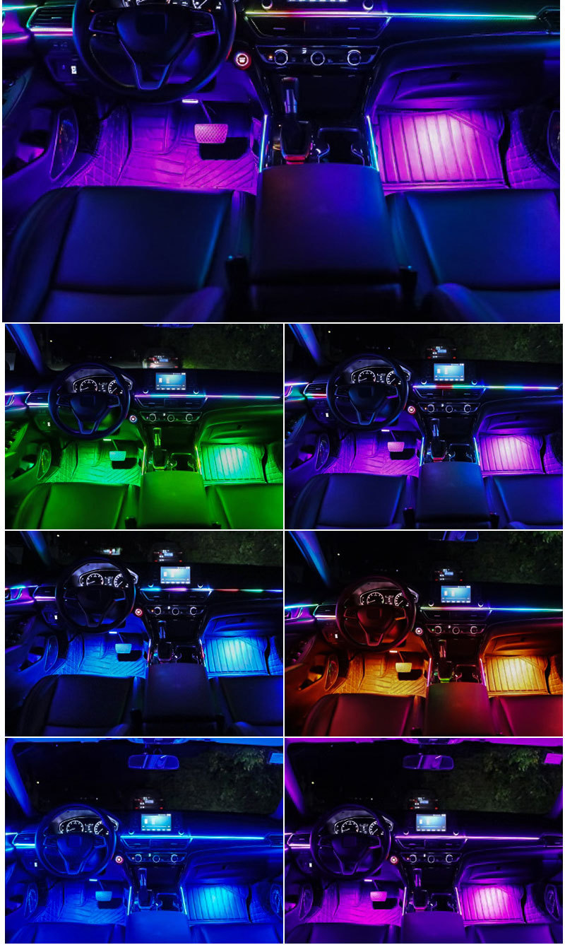 Car Atmosphere Light Hidden Acrylic Led Atmosphere Light Car Interior Colorful Flowing Water Colorful Streamer Decorative Light