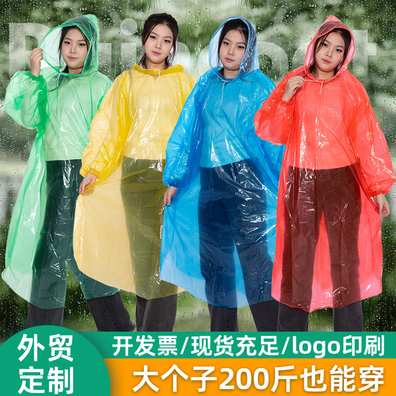 Transparent Disposable Raincoat for Adults, Thickened and Lengthened, Full-Body Outdoor One-Piece Portable Waterproof Disposable Rain Poncho