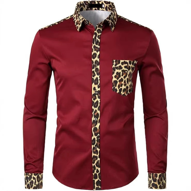 Cross-Border Men's Long-Sleeve Turn-Down Collar Shirt, Single-Breasted Classic Leopard Print 3D Printed Fashion Casual Long-Sleeve Shirt Cross-Border Men's Long-Sleeve Turn-Down Collar Shirt, Single-Breasted Classic Leopard Print 3D Printed Fashion Casual Long-Sleeve Shirt
