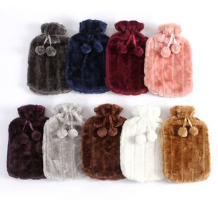 New Rubber Hot Water Bottle Pvc Hot Water Bottle Plush Cloth Cover Imitation Rabbit Fur Cloth Cover Hand Warmer Hot Water Bottle in Stock