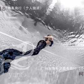 Y美人鱼尾巴泳衣海洋馆拍摄表演鱼皮亮片成人量身银白色小麦太保
