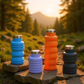 跨境硅胶折叠水瓶户外旅行运动伸缩水壶登山便捷硅胶水杯水瓶