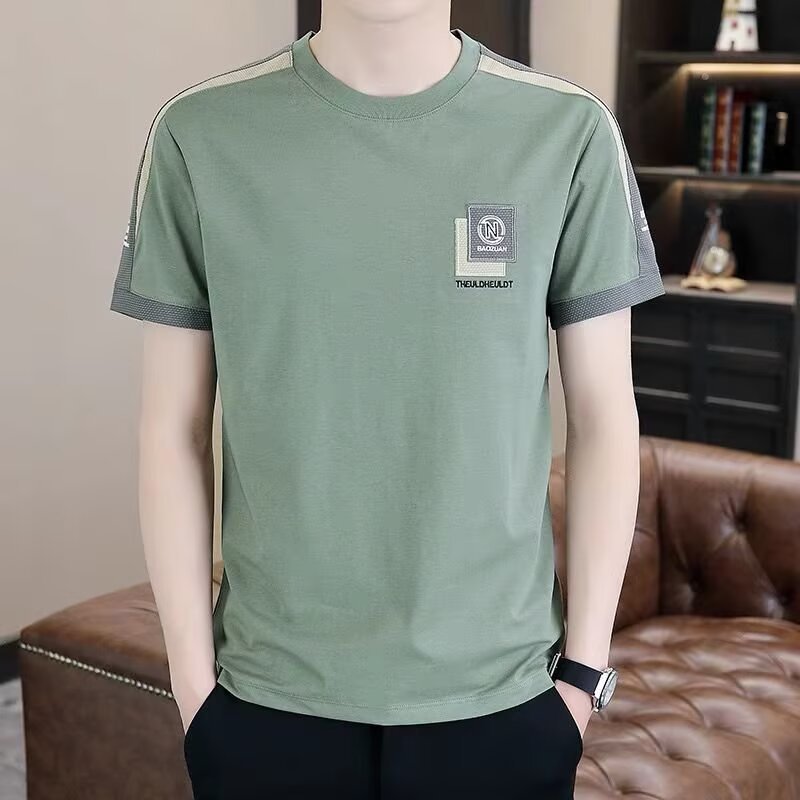 メンズ半袖tシャツ英倫ファッションブランドカジュアル2025 tシャツ高級感服アイス半袖上着ファッション|undefined