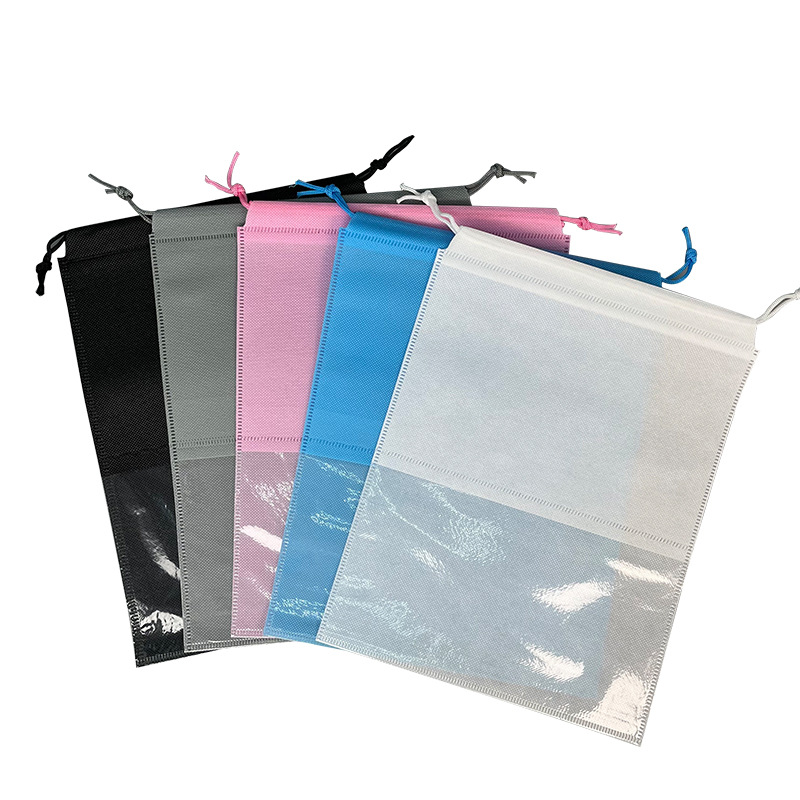 En stock no tejido con cordón bolsa ventana con cordón bolsa de Zapatos Ropa de viaje para el hogar a prueba de polvo bolsa de almacenamiento de juguete impermeable