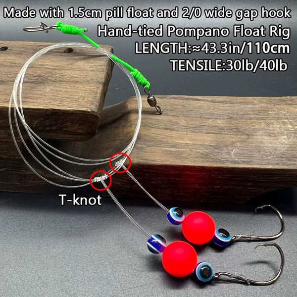 Cross-border 4-piece set of double-hook pomfret line set with float, suitable for sea water and inshore fishing.
