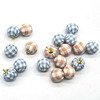 Sifang plaid cloth buckle earrings, earrings, thousands of bird checkered earrings, hair accessories pendant, bright color grid ball accessories