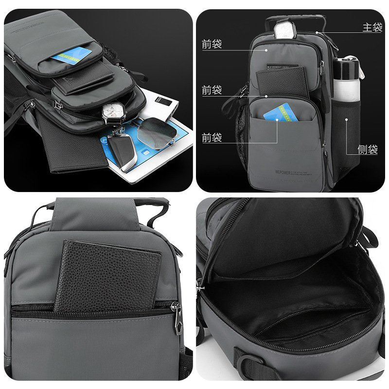 WEPOWER nuevo tipo de bolso de pecho para hombres, bolso de hombro de viaje casual coreano de gran capacidad, bolso portátil.