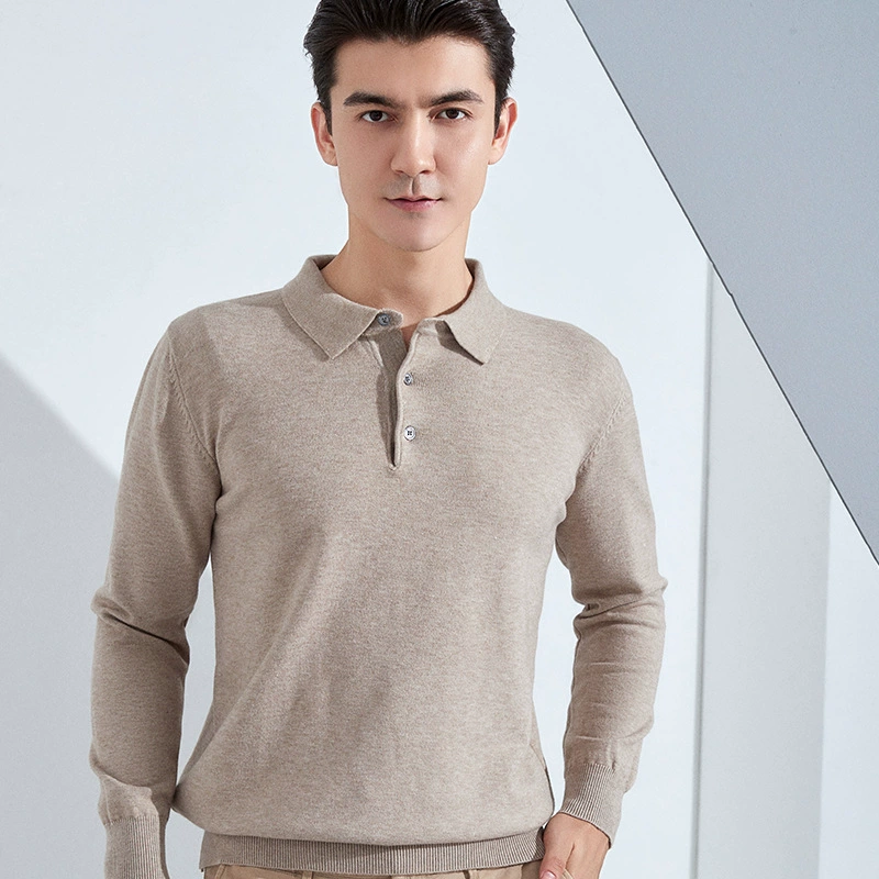 Демисезонный свитер, вязаный, приятный к телу шерстяной, с длинным рукавом, воротником-поло, высоким воротником.