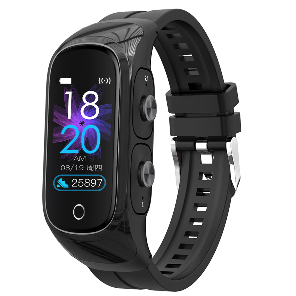 Nuevos productos transfronterizos N8 pulsera inteligente auriculares Bluetooth 2 en 1 recordatorio de información de llamada pulsera inteligente multifuncional
