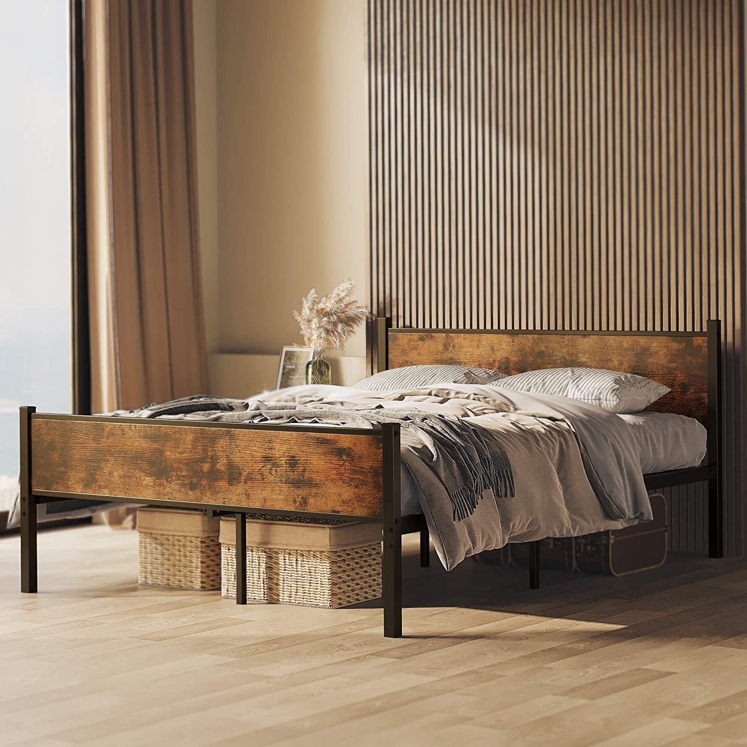 Hotel Metal Steel Frame Bed Nordic B&B Apartment Double Steel Art Bed Simple Home Steel Frame Bed Manufacturer Direct Sales Trend