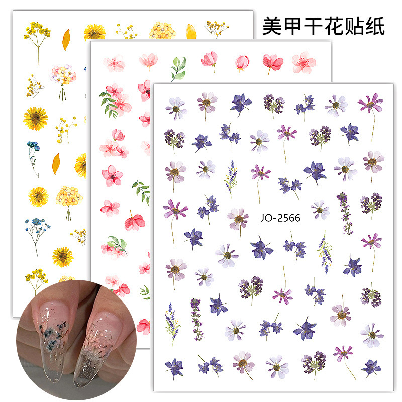 Japanese ice through small broken flower nail art stickers explosions color cherry sunflower semi-transparent dried flower nail decoration wholesale Japanese ice through small broken flower nail art stickers explosions color cherry sunflower semi-transparent dried flower nail decoration wholesale