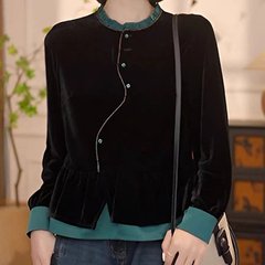 一件代发新中式国风衬衫女2025秋季新款时尚洋气减龄撞色长袖上衣