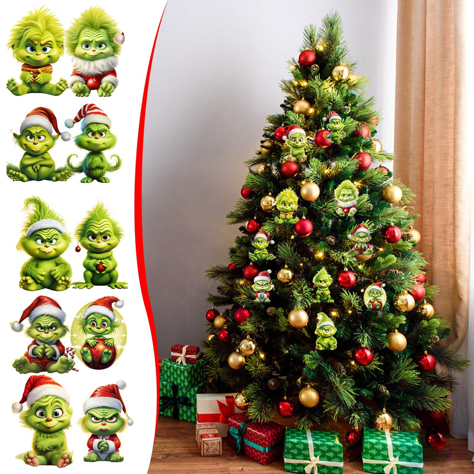 Nuevo producto transfronterizo: Colgante de coche de dibujos animados de hombreito verde para niños, decoración para árbol de Navidad y hogar.