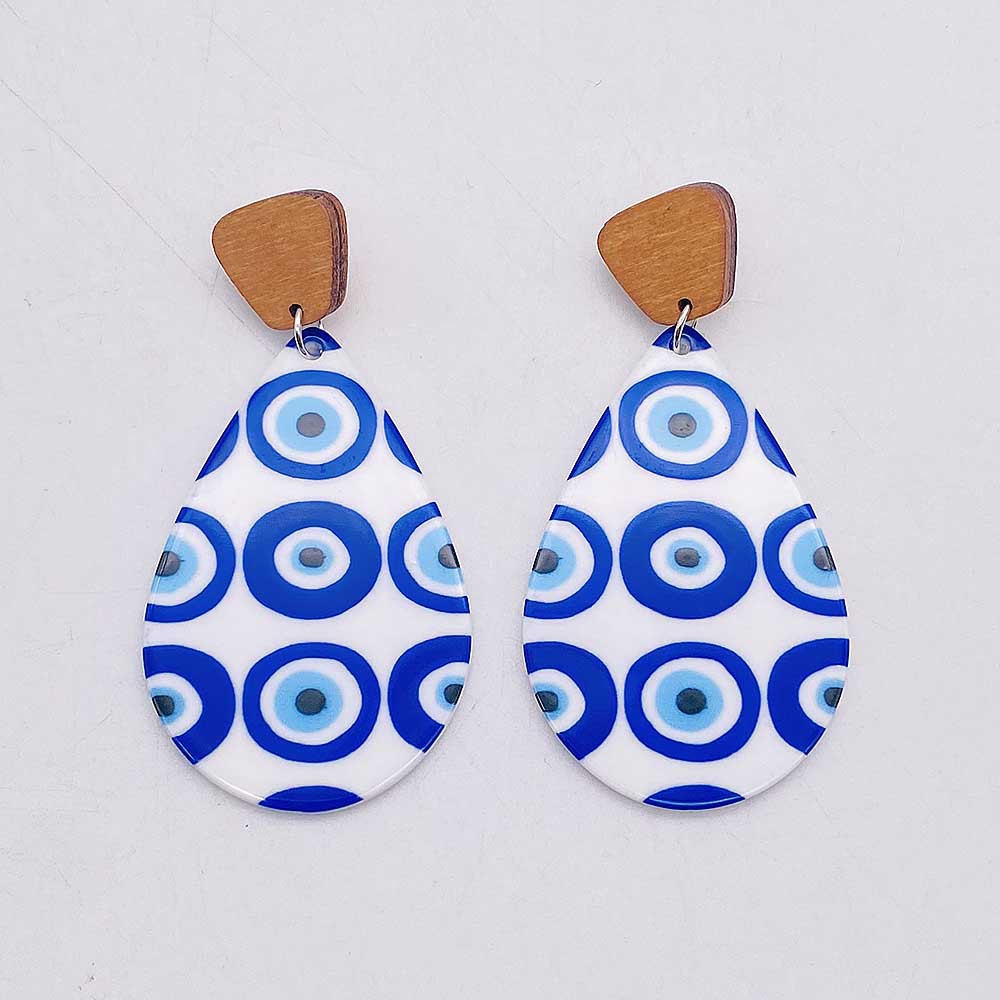 1 Pair Casual Simple Style Devil's Eye Water Droplets Arylic Drop Earrings display picture 5