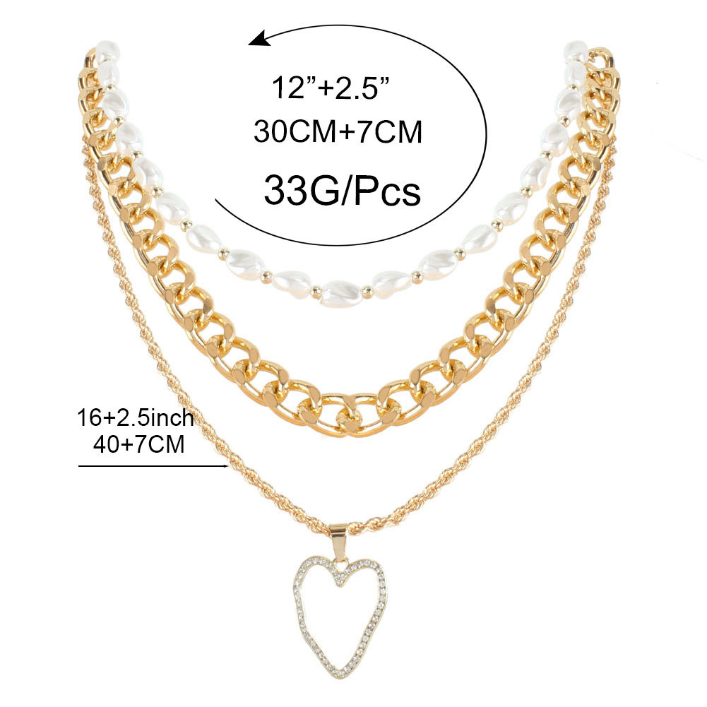 Fashion Geometric Heart-shape Multi-layer Alloy Necklace Wholesale display picture 1