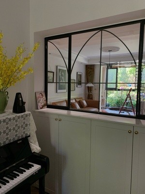 室內鐵藝真窗戶壁飾假窗屏風隔斷長虹玻璃玄關牆面裝飾鏡簡約時尚