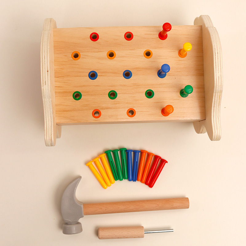Montessori Early Education para niños de 2 a 4 años, rompecabezas, desmontaje, tornillos, erizo de cinco colores, caja de herramientas, juguetes ensamblados