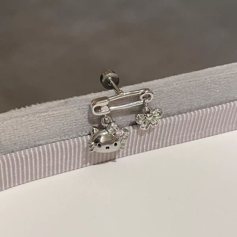 KT猫合集耳钉医用钛钢耳蜗钉可爱卡通凯蒂猫耳骨钉钛钢耳饰|undefined