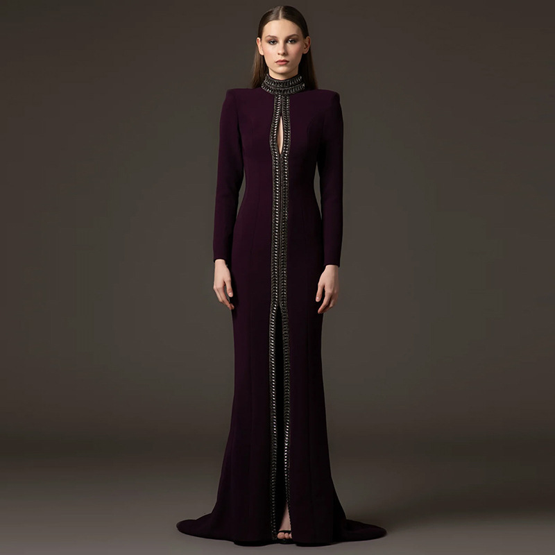 High-Quality In-Stock Long Evening Gown 2026 New Celebrity Series Heavy Beading and Rhinestone Floor-Length Dress