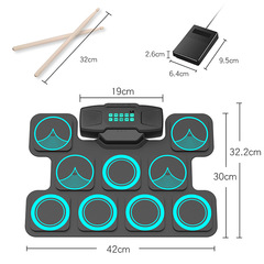 Handheld Electronic Drum Set, Table Top Drum Frame, Drum Kit for Cross-Border Trade, Dual Speaker, Rechargeable Drum Pad, Children's Play DTX Game