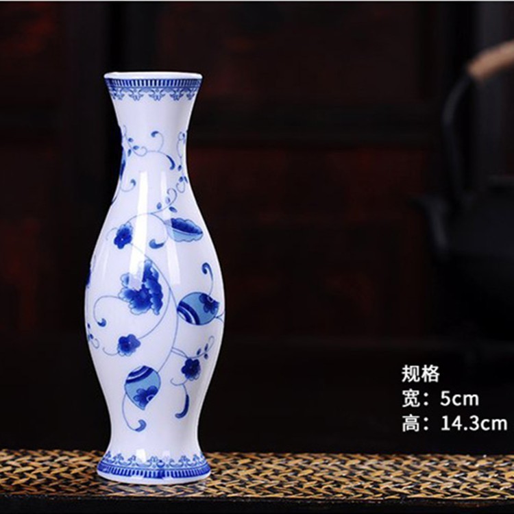 Vaso de escritorio de cerámica de porcelana pequeña boca mini hidroponía de flores retrógradas botellas de flores de porcelana